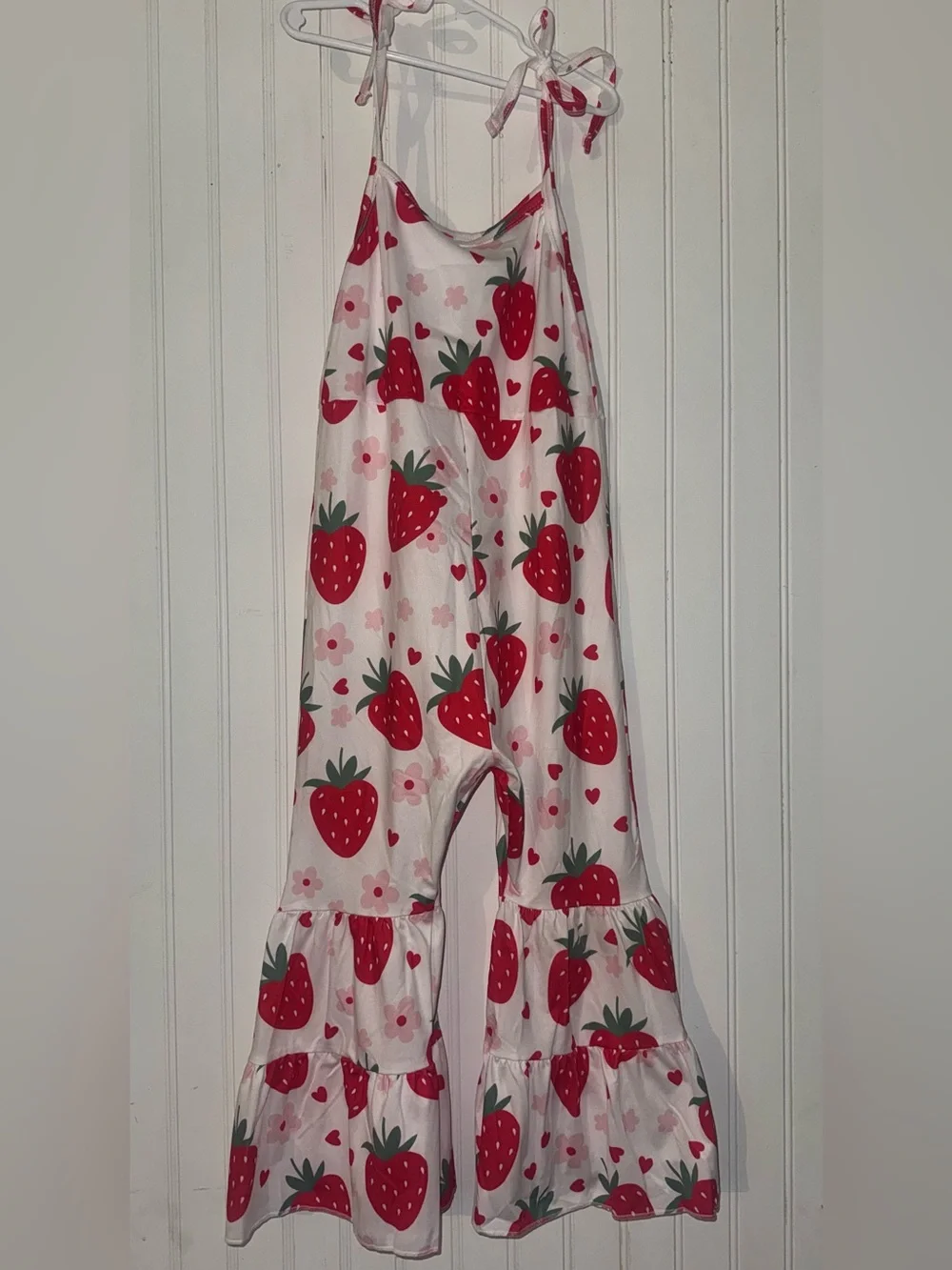 Kids Strawberry Print Gaucho Romper